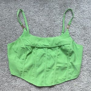 Fashion Nova Lime Green Summer Beach Crop Top Size 1X Adjustable Straps Zipper